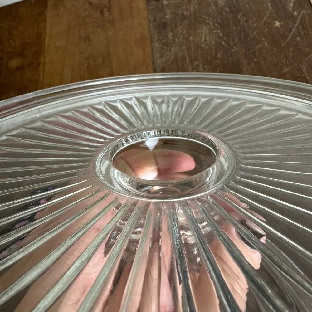 Vintage Clear Pressed Glass Cake Dessert Stand Timeless Classic‎ Kitchen Decor